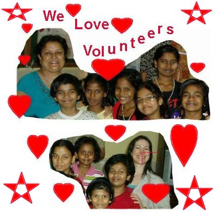 happy volunteers with the happy children