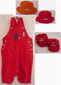 baby overalls hat booties red