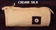 cream silk small travel bag